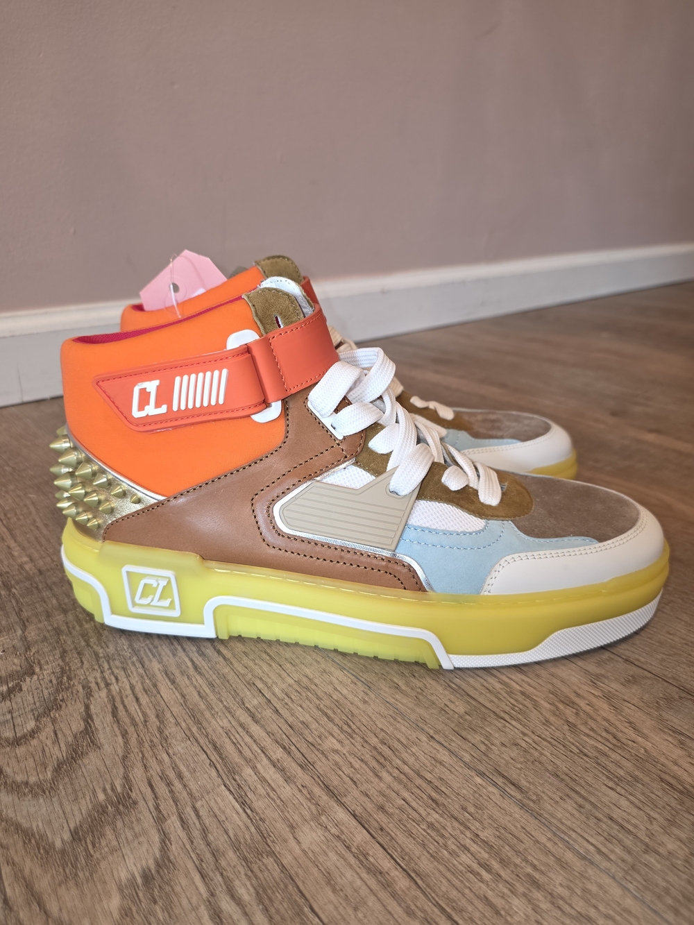 Christian Louboutin Multicolor High-Top Sneakers with Spike Heel